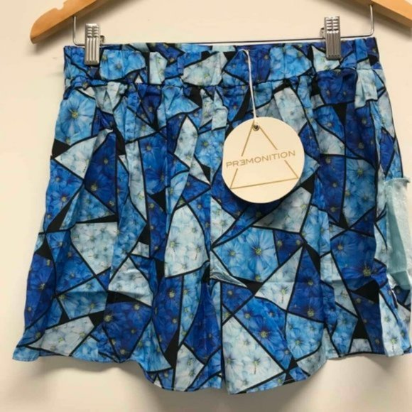 PREMONITION Aura Play High Waisted Blue Ruffle Dress Shorts - Picture 8 of 8